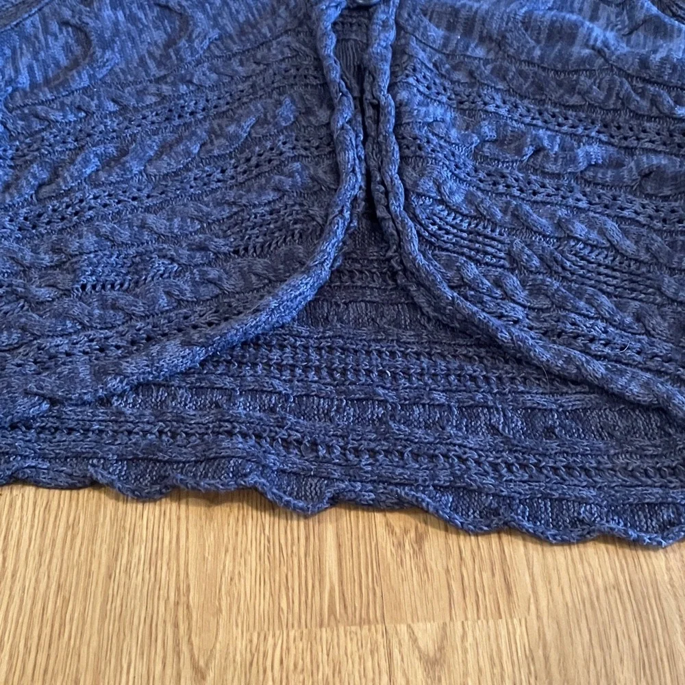 Sonoma Women’s Cable Knit Hooded 1 button Blue/Grey XL Longsleeve Cardigan